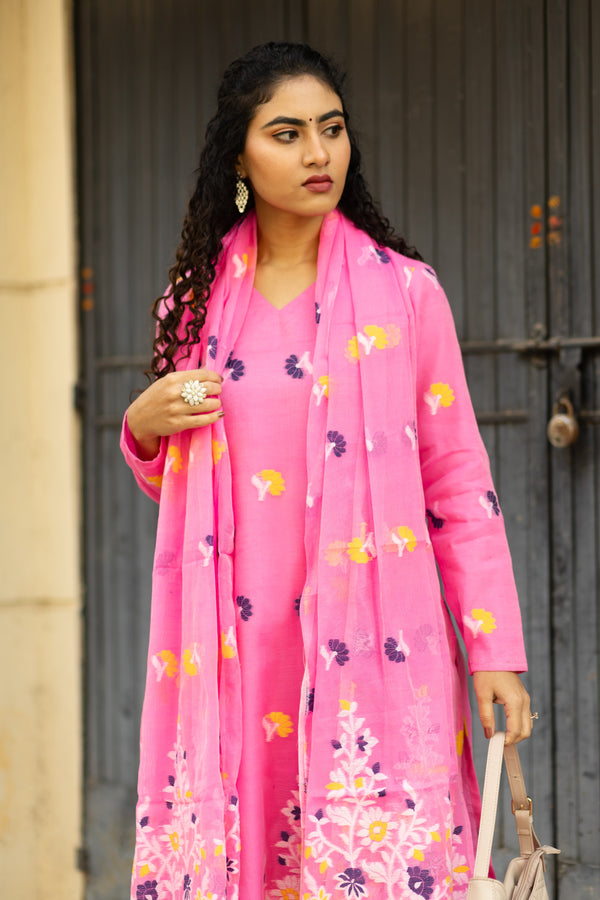 Whisper Bloom Jamdani Cotton Suit Set