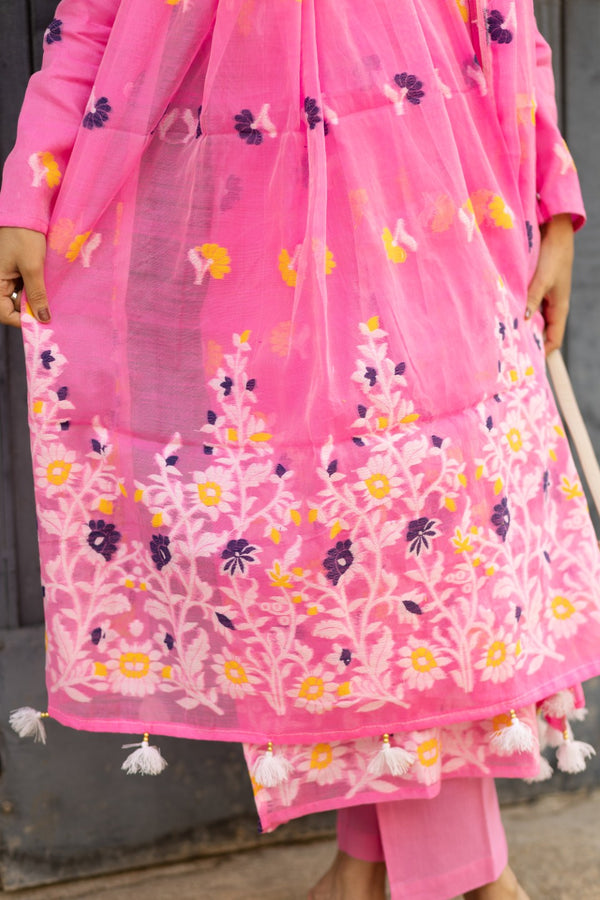 Whisper Bloom Jamdani Cotton Suit Set