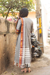 🌟Viraaya – Grey Pattu Cotton Kurta Set-with lining