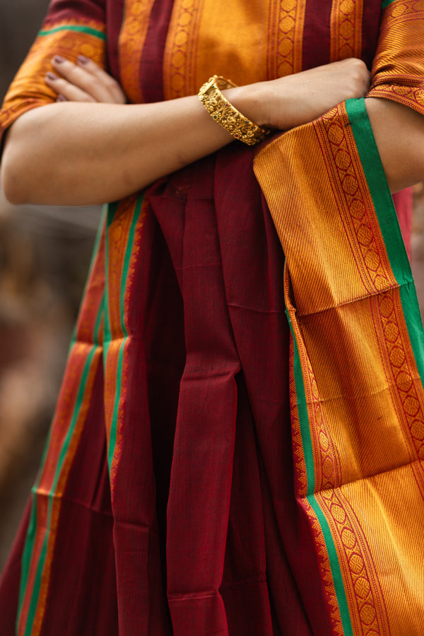 Pranika Naryanpeth Handloom Cotton Elegance Set-With lining