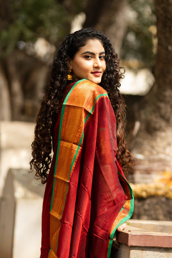 Pranika Naryanpeth Handloom Cotton Elegance Set-With lining