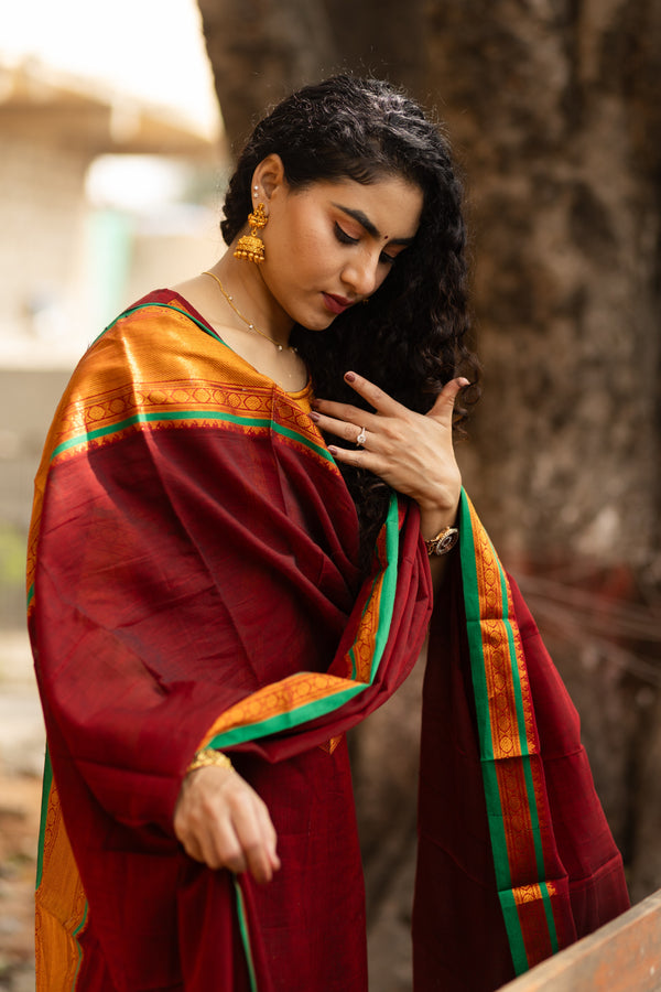 Pranika Naryanpeth Handloom Cotton Elegance Set-With lining