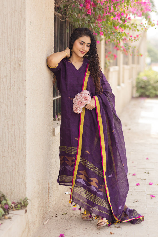 Mayurakshi Premium Pure Linen Jamdani Suit Set ✨