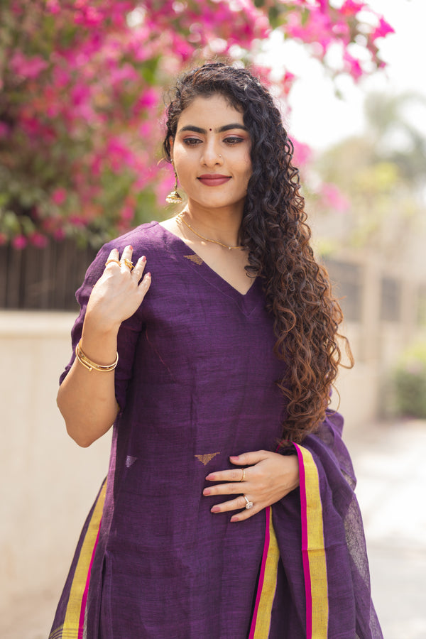 Mayurakshi Premium Pure Linen Jamdani Suit Set ✨