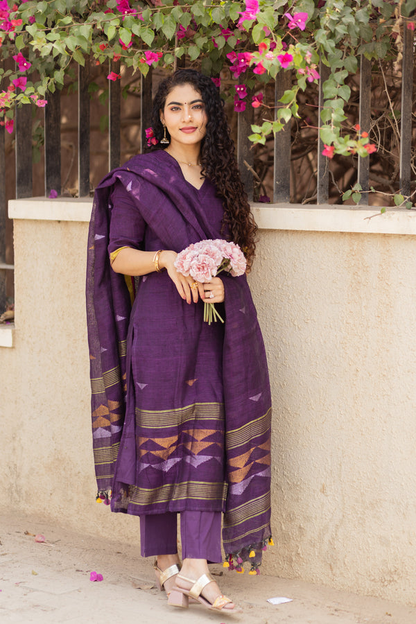 Mayurakshi Premium Pure Linen Jamdani Suit Set ✨