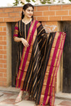 Veldhaari Pattu South Cotton – Midnight Gold Elegance