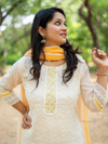 Pravika Cream Cotton Schiffli Chikan Kurta Suit Set