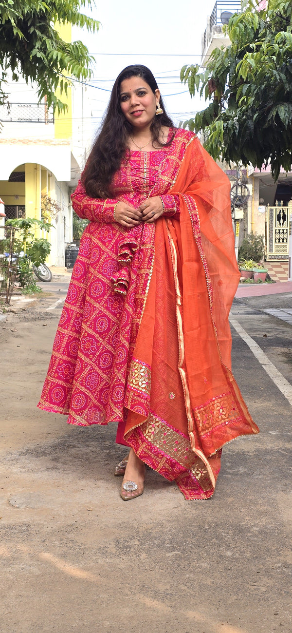 Sharvani Ghatchola Kota Doria Anarkali suit set