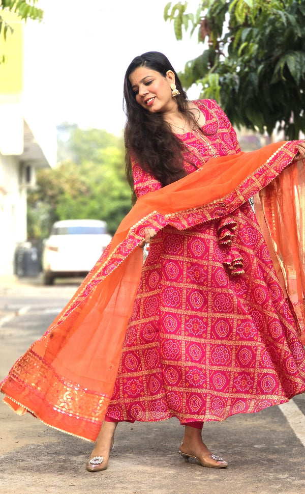 Sharvani Ghatchola Kota Doria Anarkali suit set