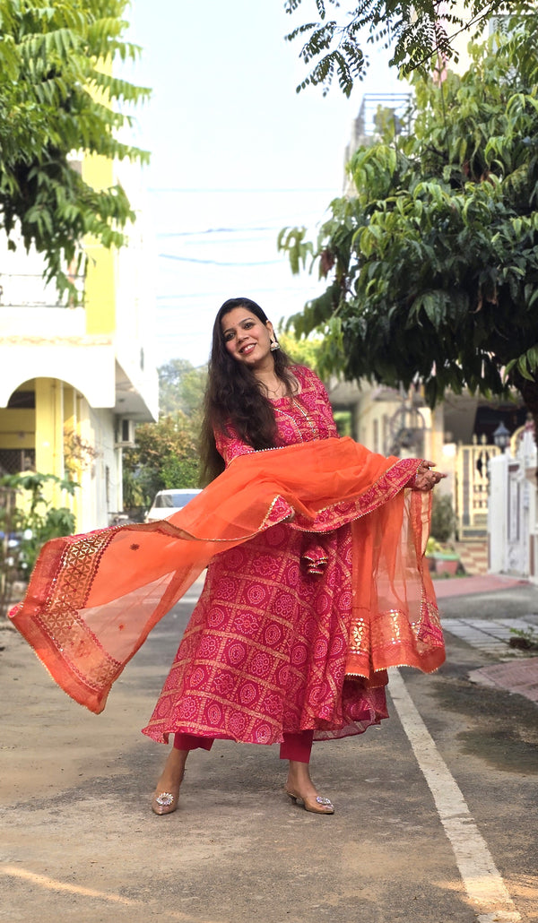 Sharvani Ghatchola Kota Doria Anarkali suit set