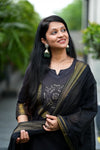 Manglagiri kollam south cotton black suit with lining
