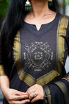 Manglagiri kollam south cotton black suit with lining
