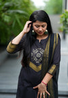 Manglagiri kollam south cotton black suit with lining