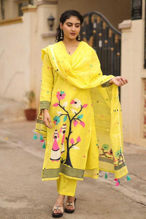 Suranjana Cotton Jamdani Suit Set with lining
