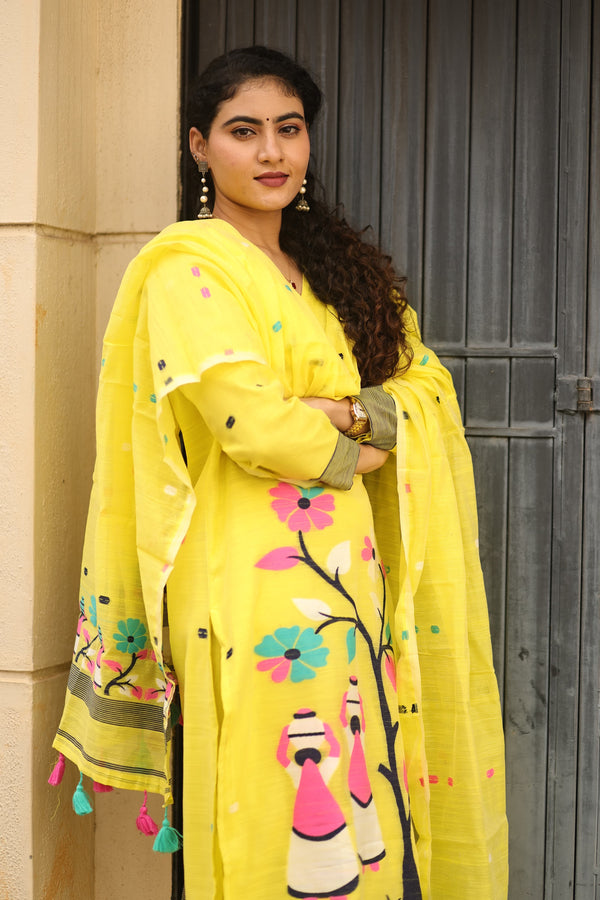 Suranjana Cotton Jamdani Suit Set with lining