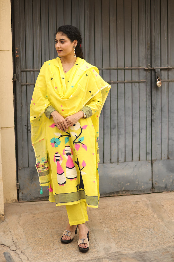 Suranjana Cotton Jamdani Suit Set with lining