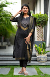 Manglagiri kollam south cotton black suit with lining