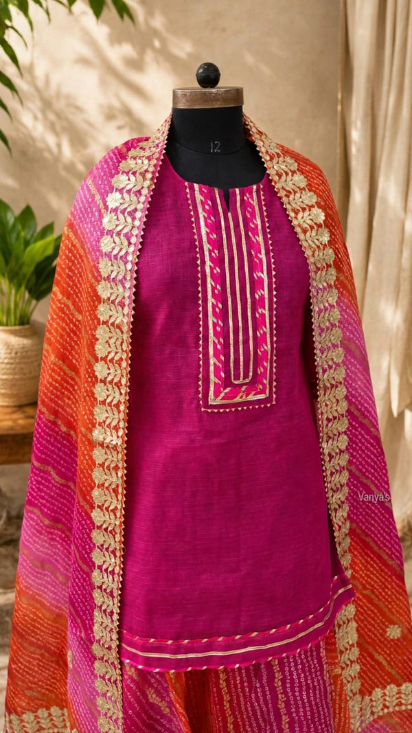 Gulabi Leher -Kota Doria Gotta Patti Skirt Sets-Festive & Wedding