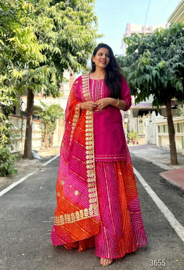 Gulabi Leher -Kota Doria Gotta Patti Skirt Sets-Festive & Wedding