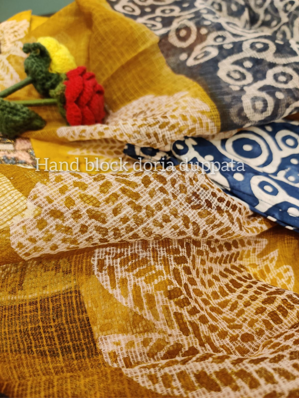 Laya Mustard Hand Block Batik Print Kurta Suit Set