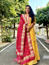 Rasika Yellow Bandhej Kota Doria Gota Patti Skirt Set