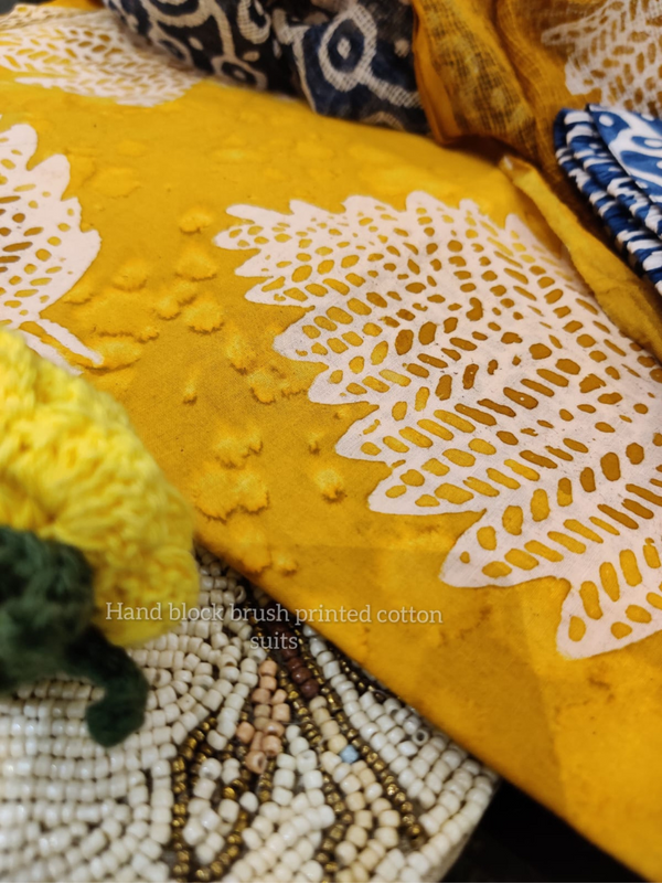 Laya Mustard Hand Block Batik Print Kurta Suit Set