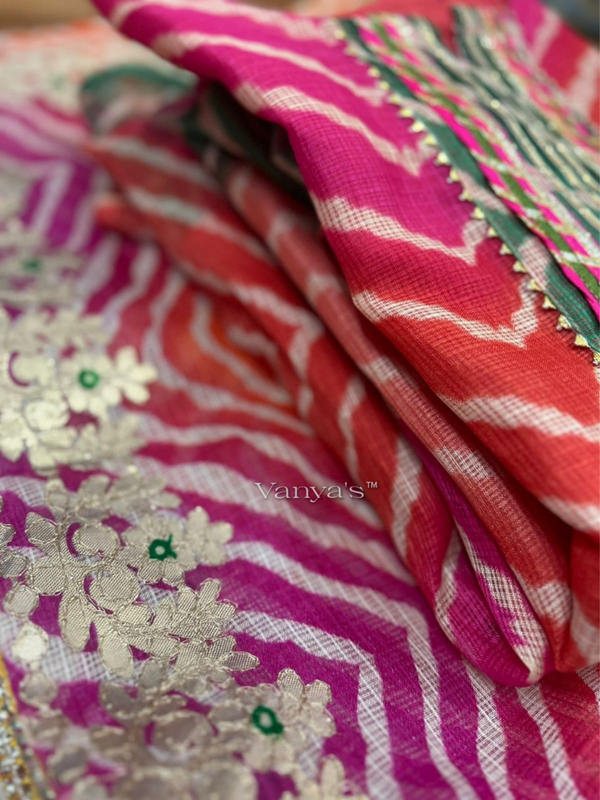 Manjima Multicolor Lehriya Kota Doria Gota Patti Set