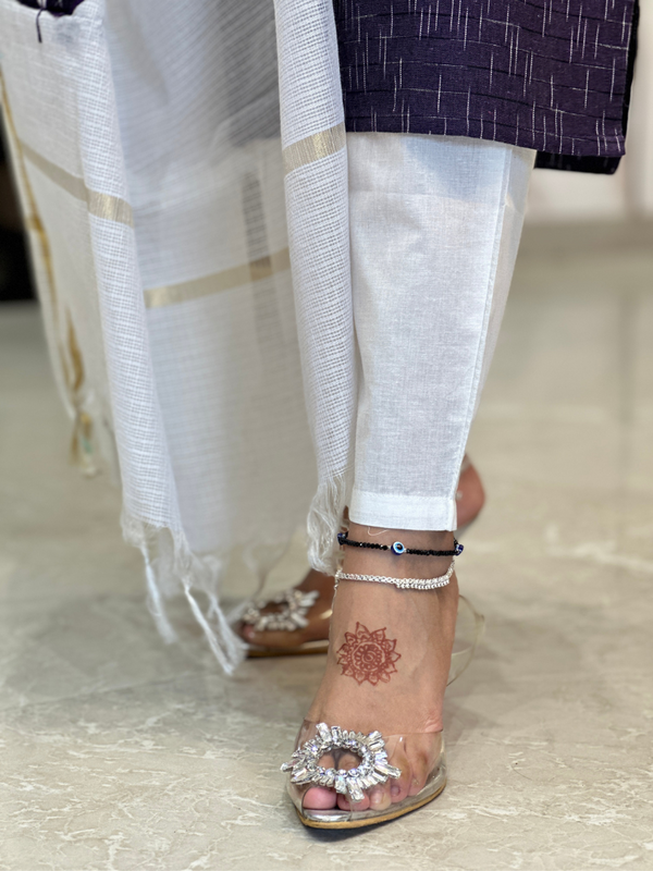 Vasuda Purple Ikkat Kurta Suit Set