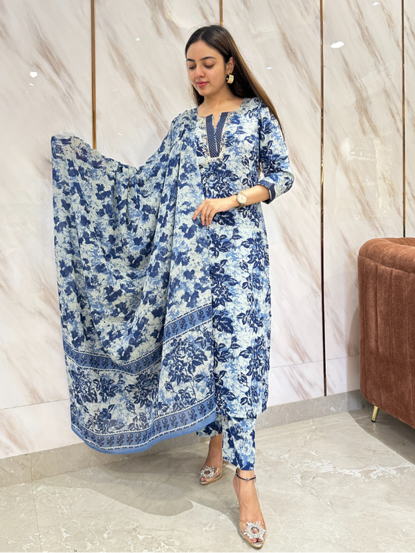 Varnika Blue Oasis Kurta Suit Set
