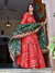 Nivara Red & Green Bandhej Kota Doria Skirt Set
