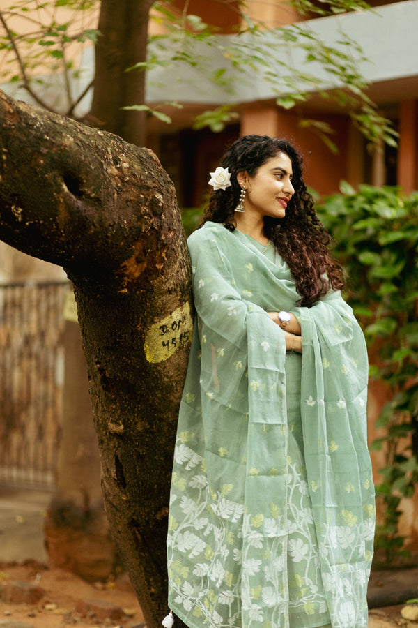 🌿 Tuhina- Experience Sheer Elegance in Handwoven Jamdani Artistry 🌿