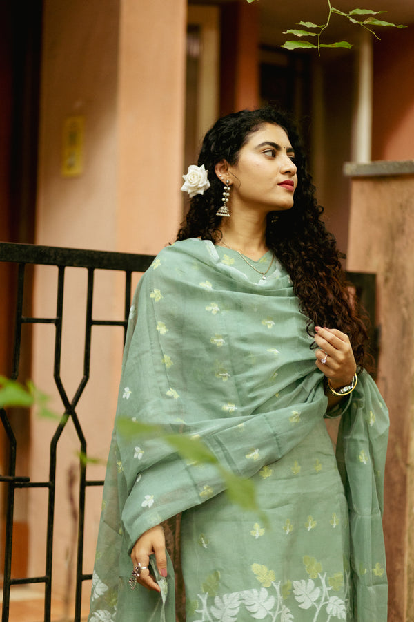 🌿 Tuhina- Experience Sheer Elegance in Handwoven Jamdani Artistry 🌿