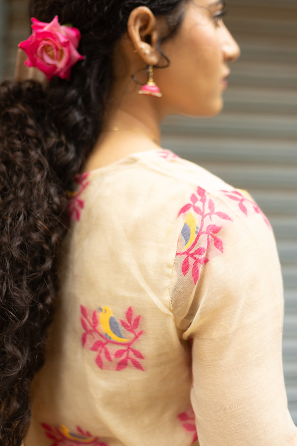 πΈ Vritika β Jamdani Garden Whisper Bloom with Grace in Handcrafted Jamdaani Cotton Suit sets πΈ