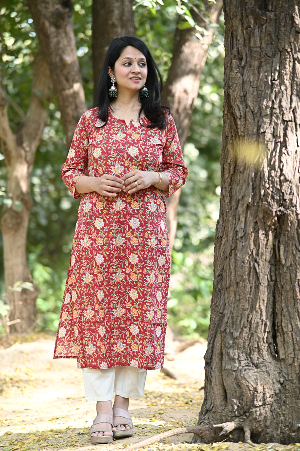 Ruhi Red Casual Kurta