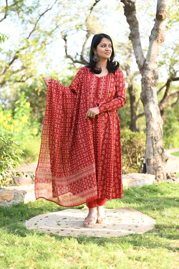 Myra Red Anarkali Suit Sets