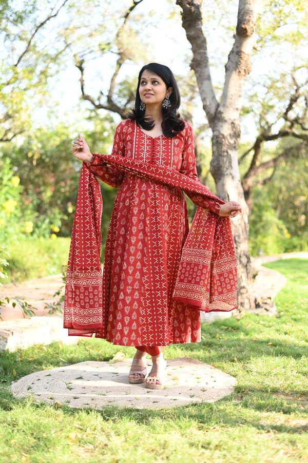 Myra Red Anarkali Suit Sets