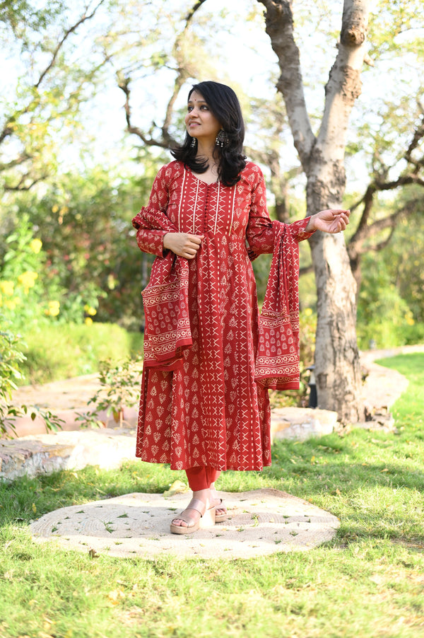 Myra Red Anarkali Suit Sets