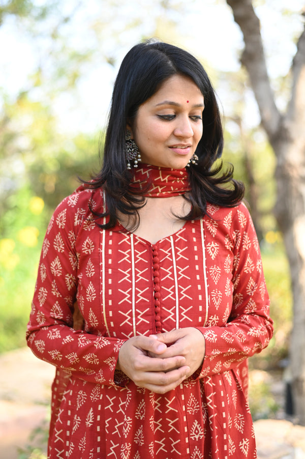 Myra Red Anarkali Suit Sets