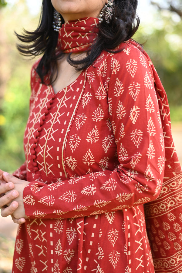 Myra Red Anarkali Suit Sets