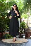 Maahi Black Schiffli A line Kurta Pant