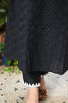 Maahi Black Schiffli A line Kurta Pant