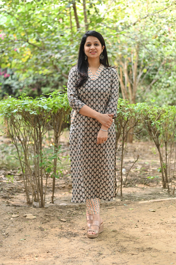 Saanvi Brown Kurta Pant Sets