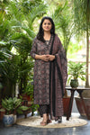 Ishin Ajrak Cotron Black Suit sets
