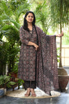 Ishin Ajrak Cotron Black Suit sets