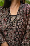 Ishin Ajrak Cotron Black Suit sets