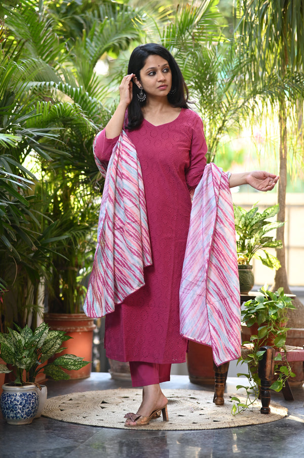 Gulabi Cotton Schifflie Suit Sets