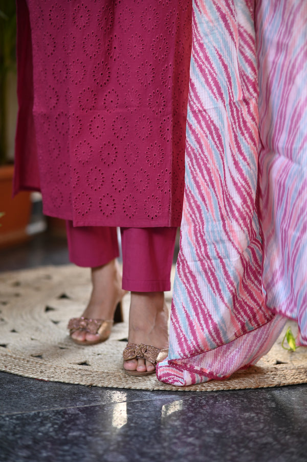 Gulabi Cotton Schifflie Suit Sets