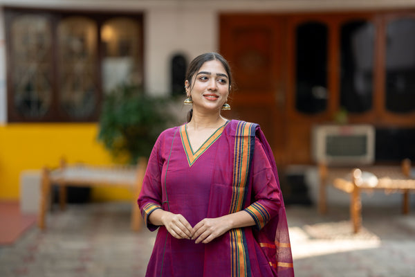 Kosha Handloom Kanchi Cotton Anarkali Set