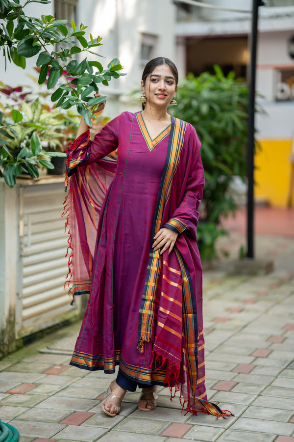 Kosha Handloom Kanchi Cotton Anarkali Set