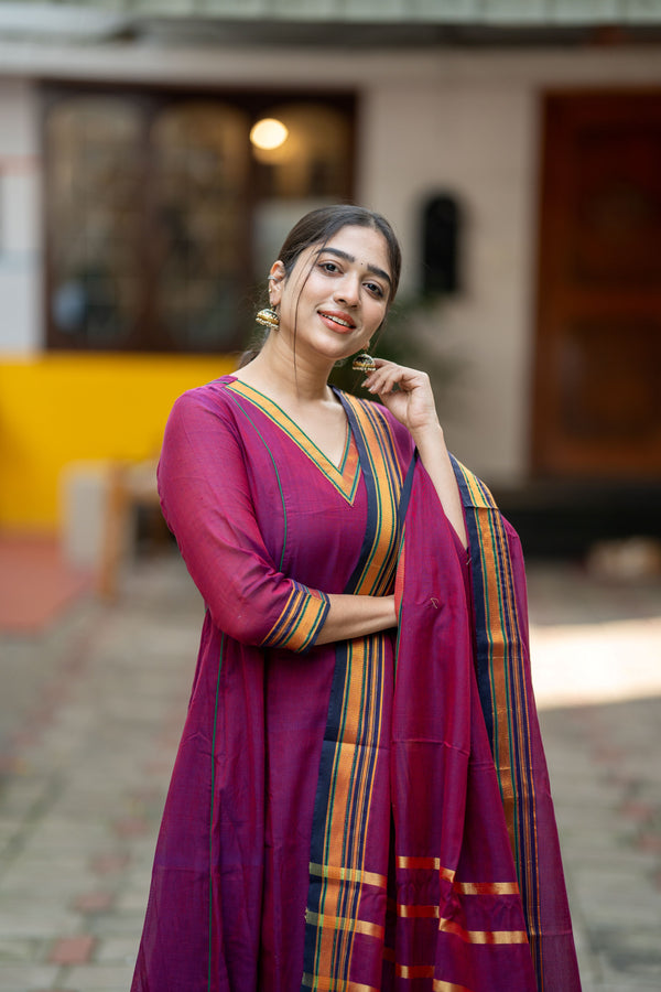 Kosha Handloom Kanchi Cotton Anarkali Set